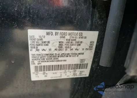 2013 Ford Explorer Xlt from USA, damaged, VIN 1FM5K8D88DGB55189